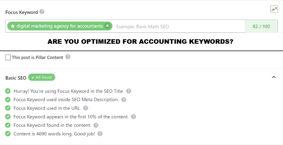 optimized report for on page seo accounting keywords