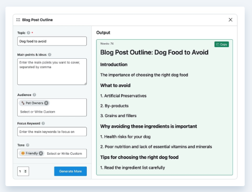 blog content creation tools dashboard - rank math secrets