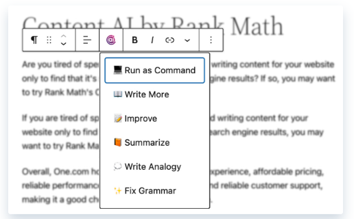 rank math secrets - content inline editor