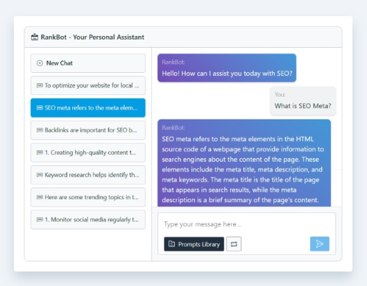 rank math secrets - rank bot your personal assitant dashboard