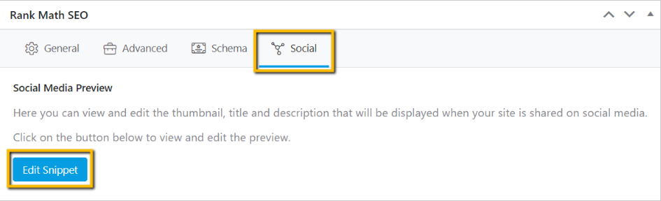 rank math social media optimization options