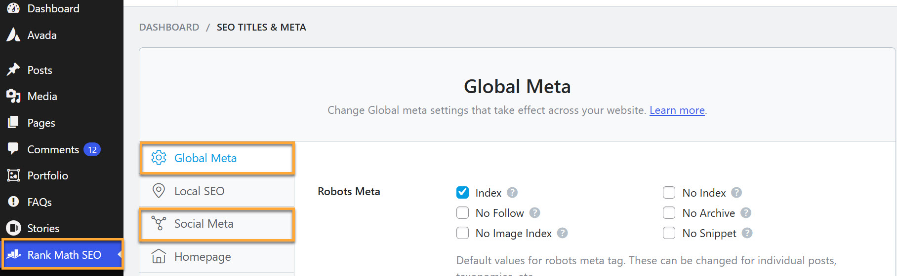 rank math tutorial general meta site settings examples