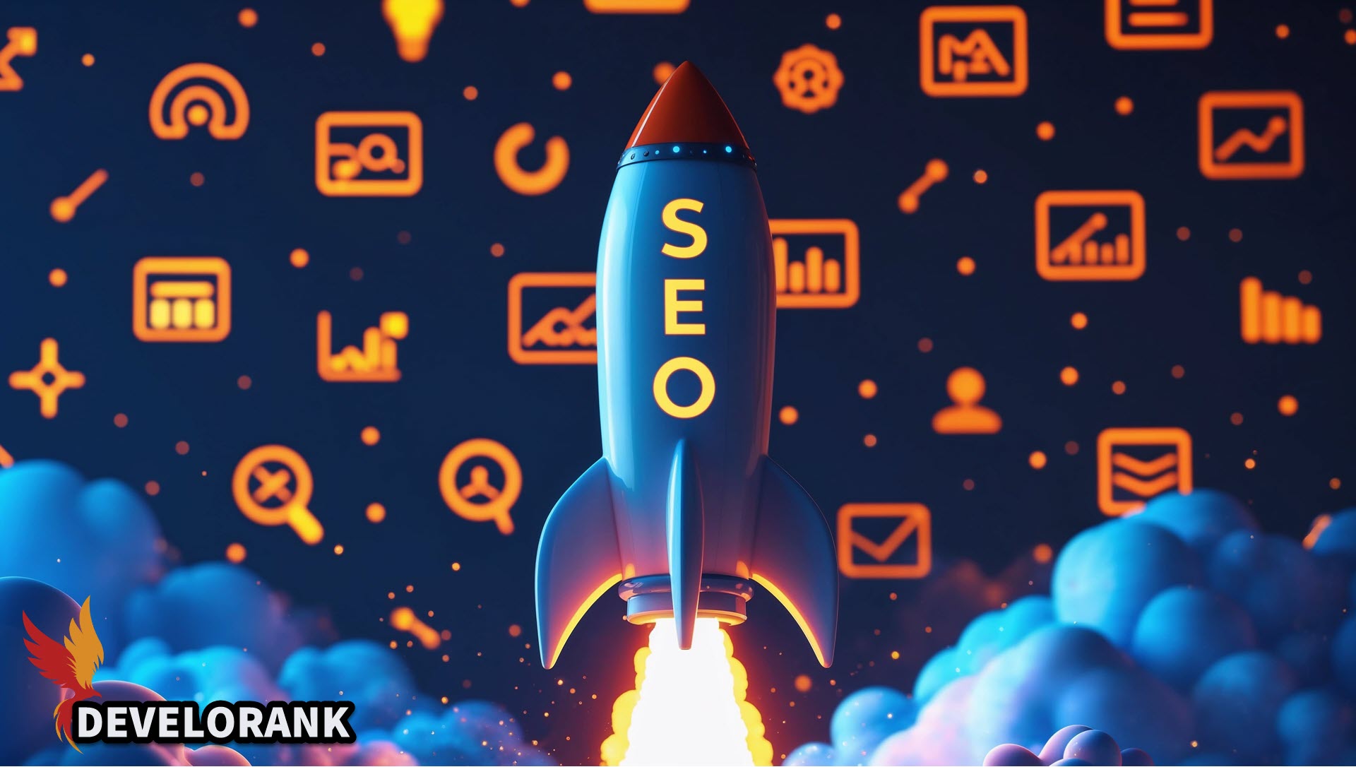 Develorank SEO rocket showing digital marketing results