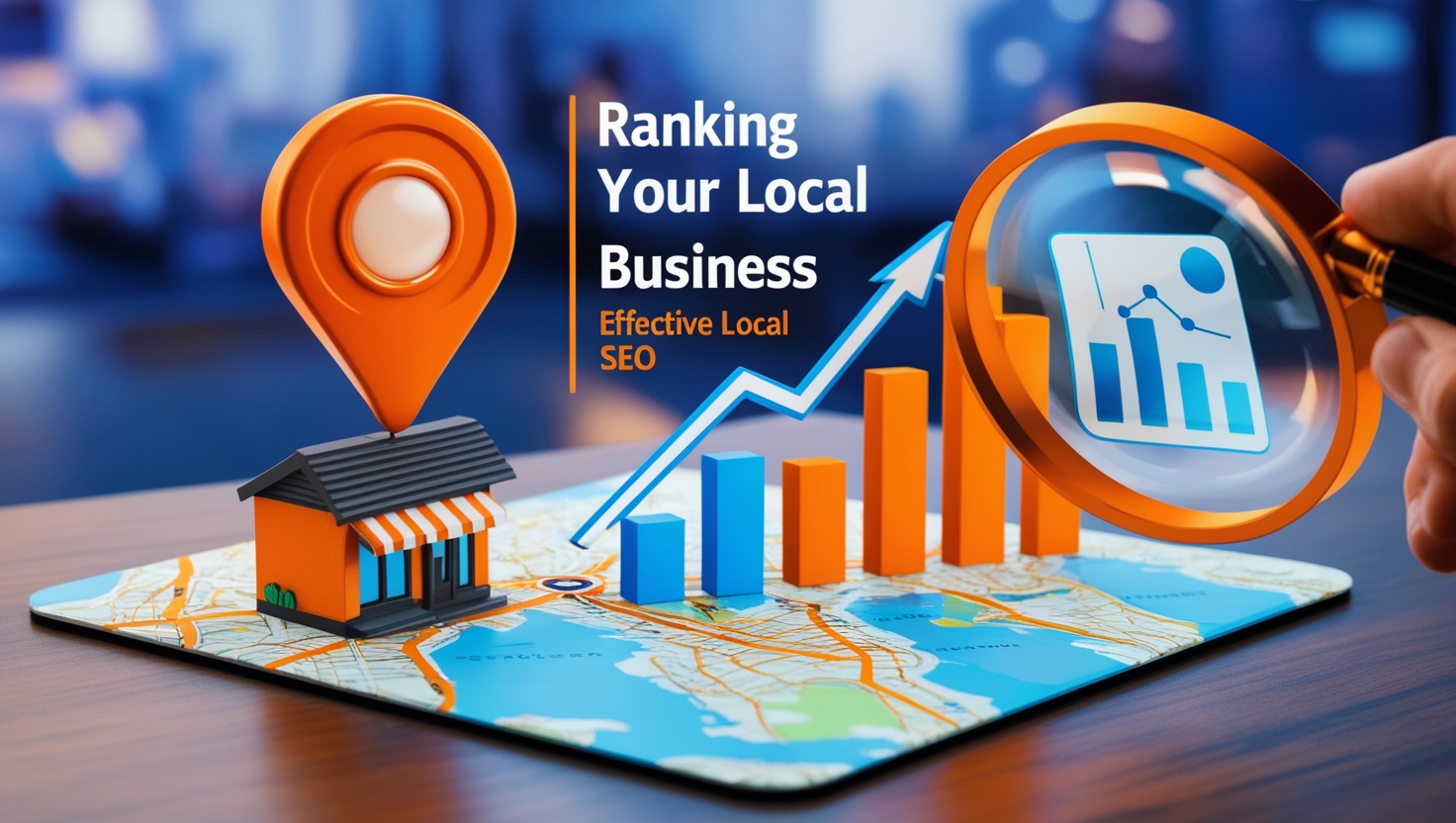 local search engine marketing services mobile phone showing local seo business rankings up