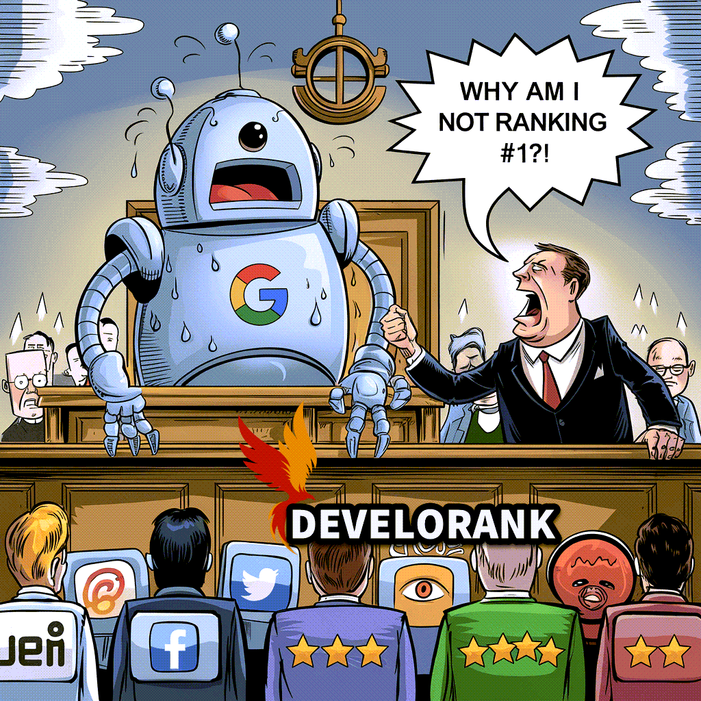 cartoon a cartoon of a robot being attacked by a lawyer